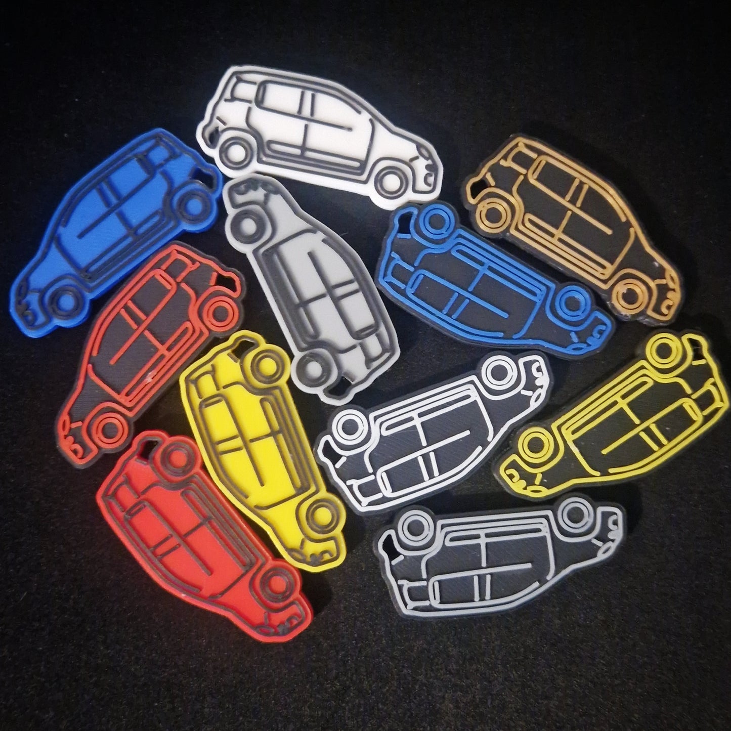 fiat panda keyrings in variety of colours