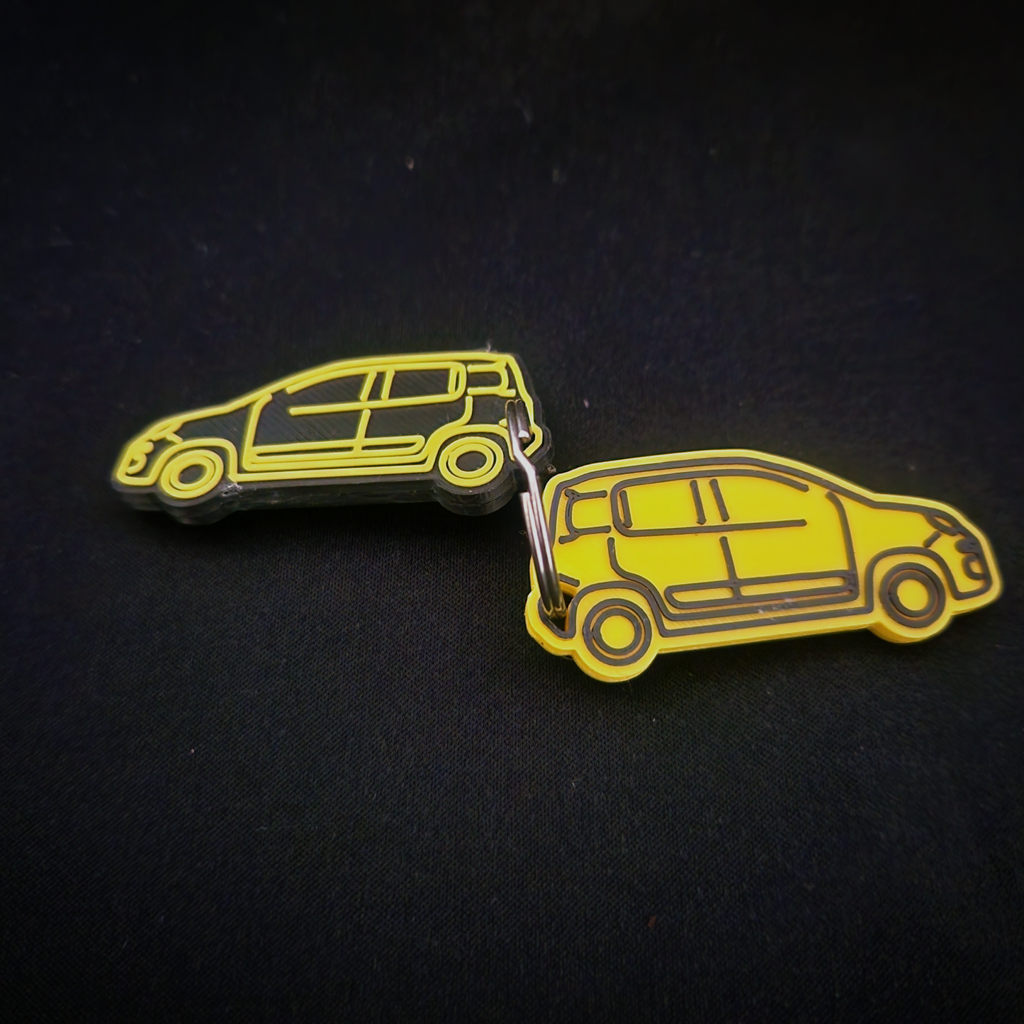 yellow fiat panda keyrings - car key accessories