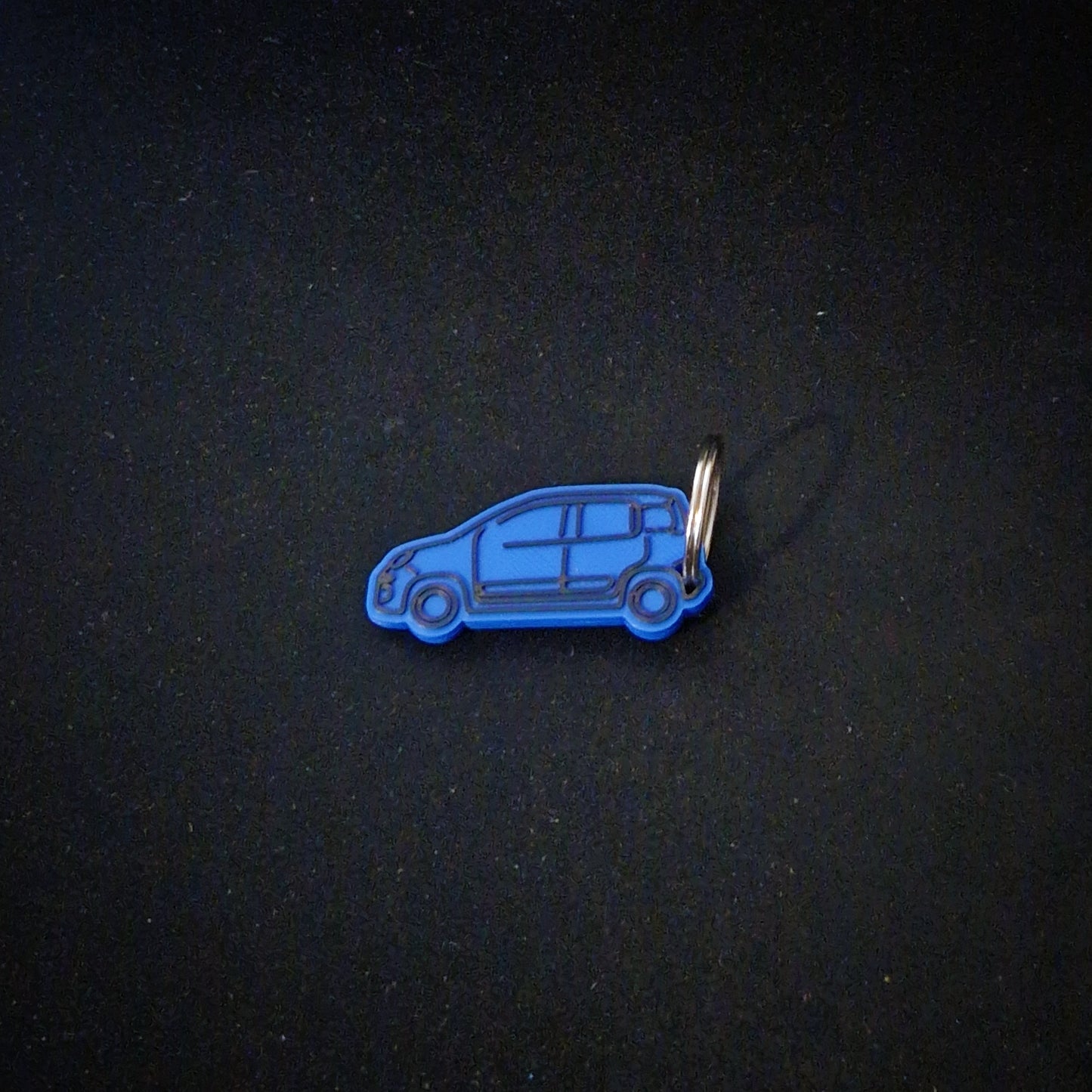 blue and black fiat panda keyring