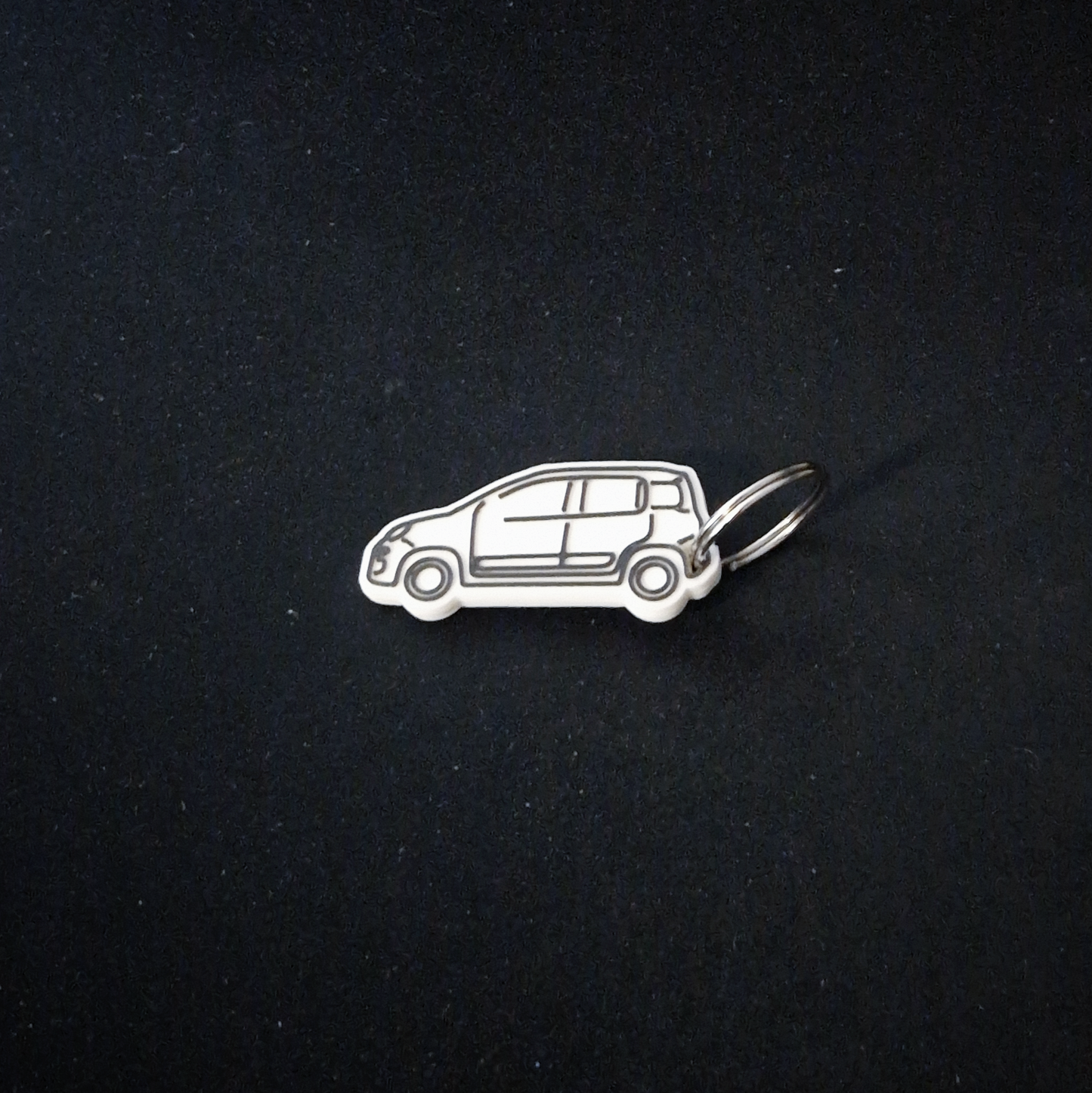 white and black fiat panda keyring