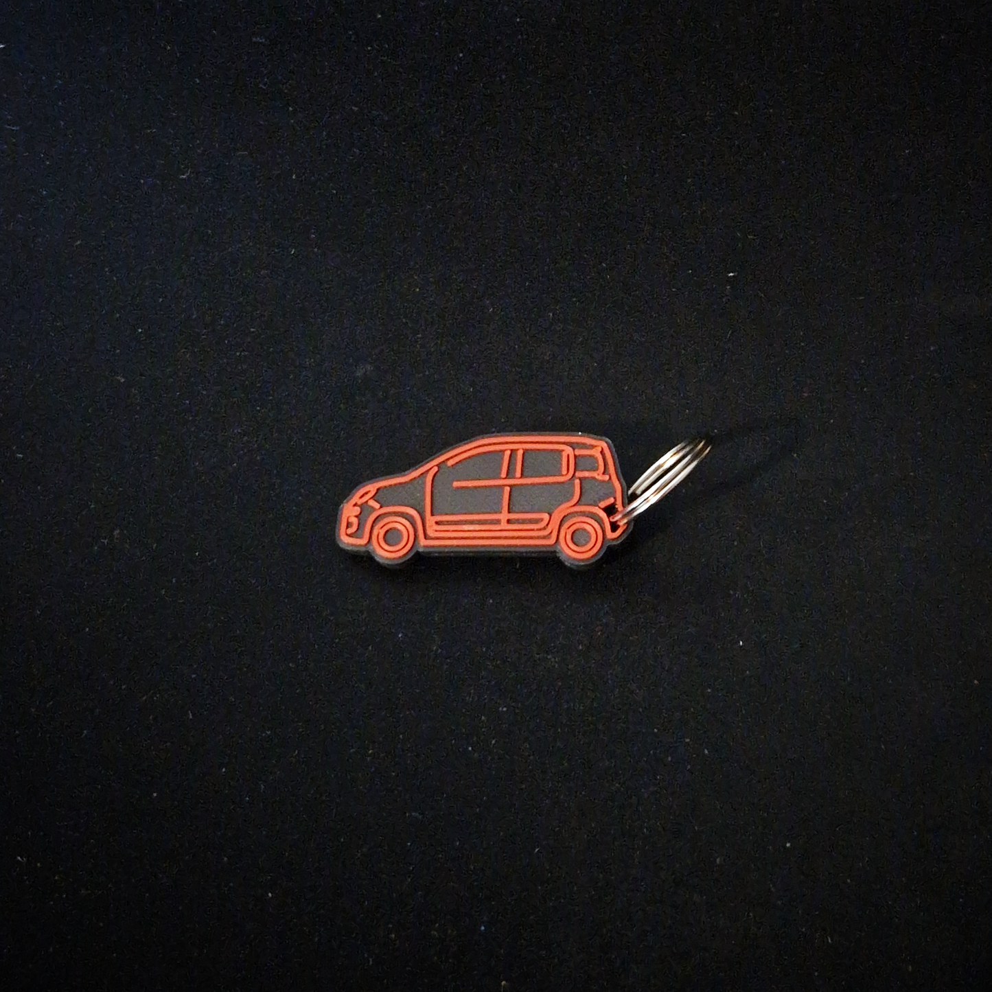 red and black fiat panda keyring