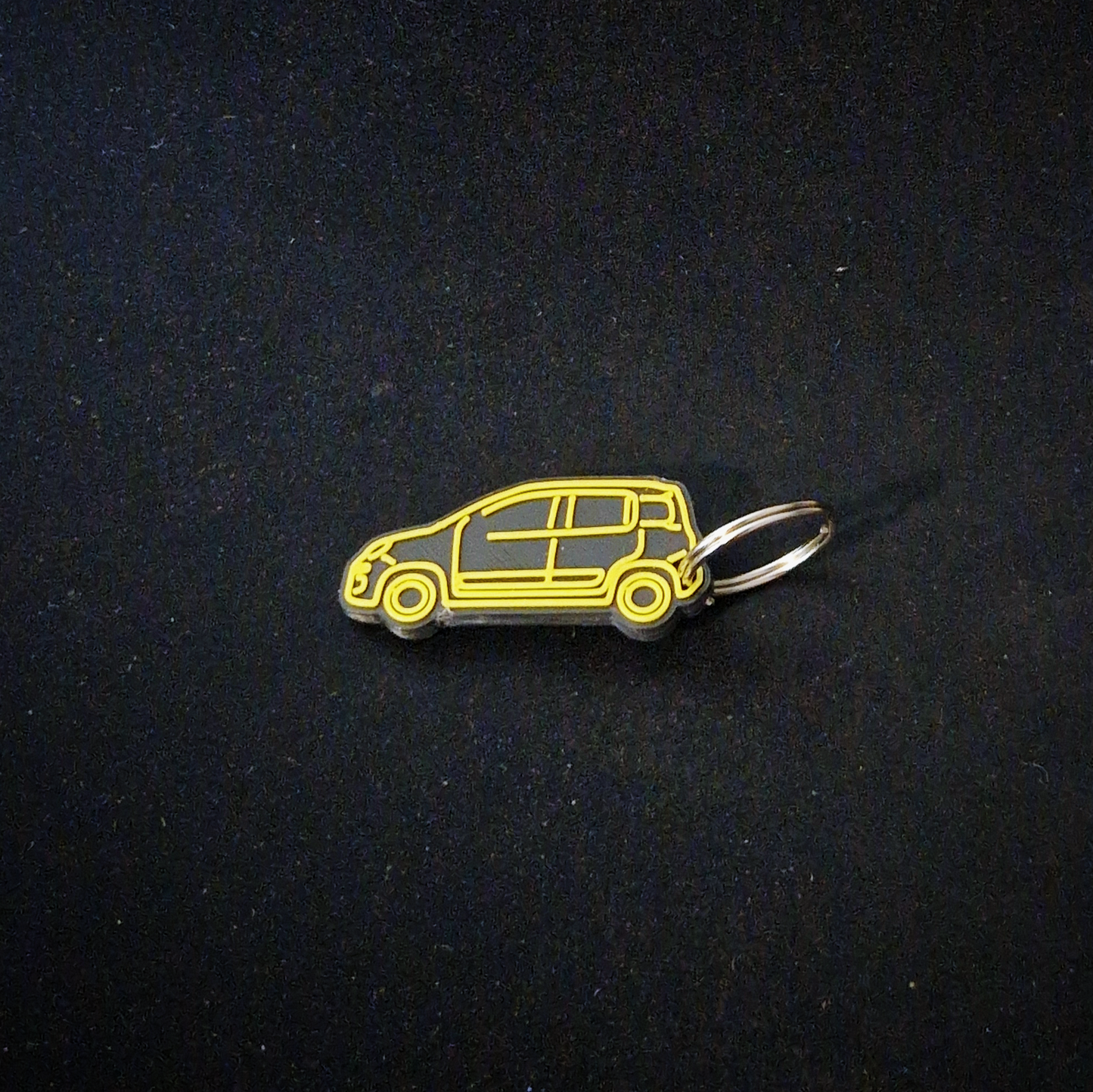 black and yellow fiat panda keyring