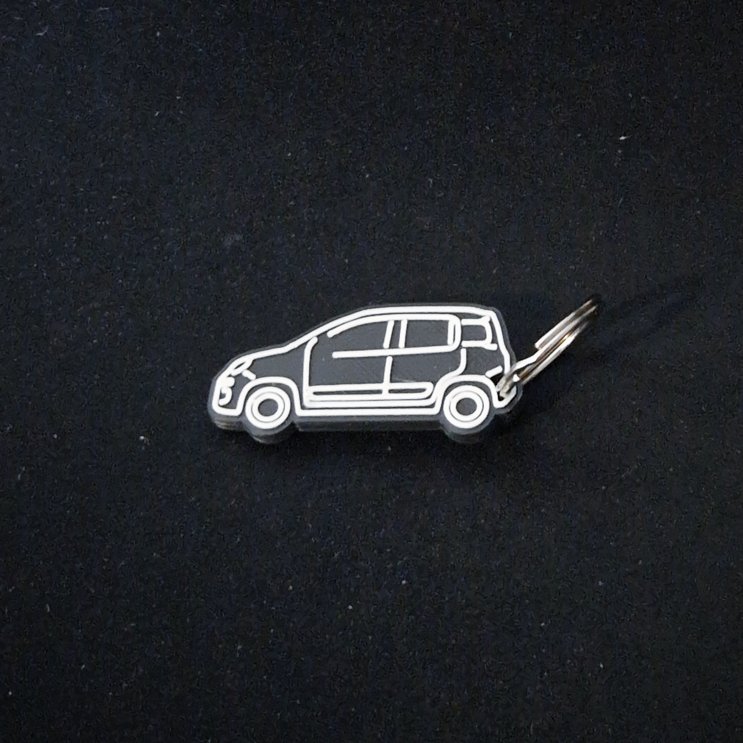 black and white fiat panda keyring