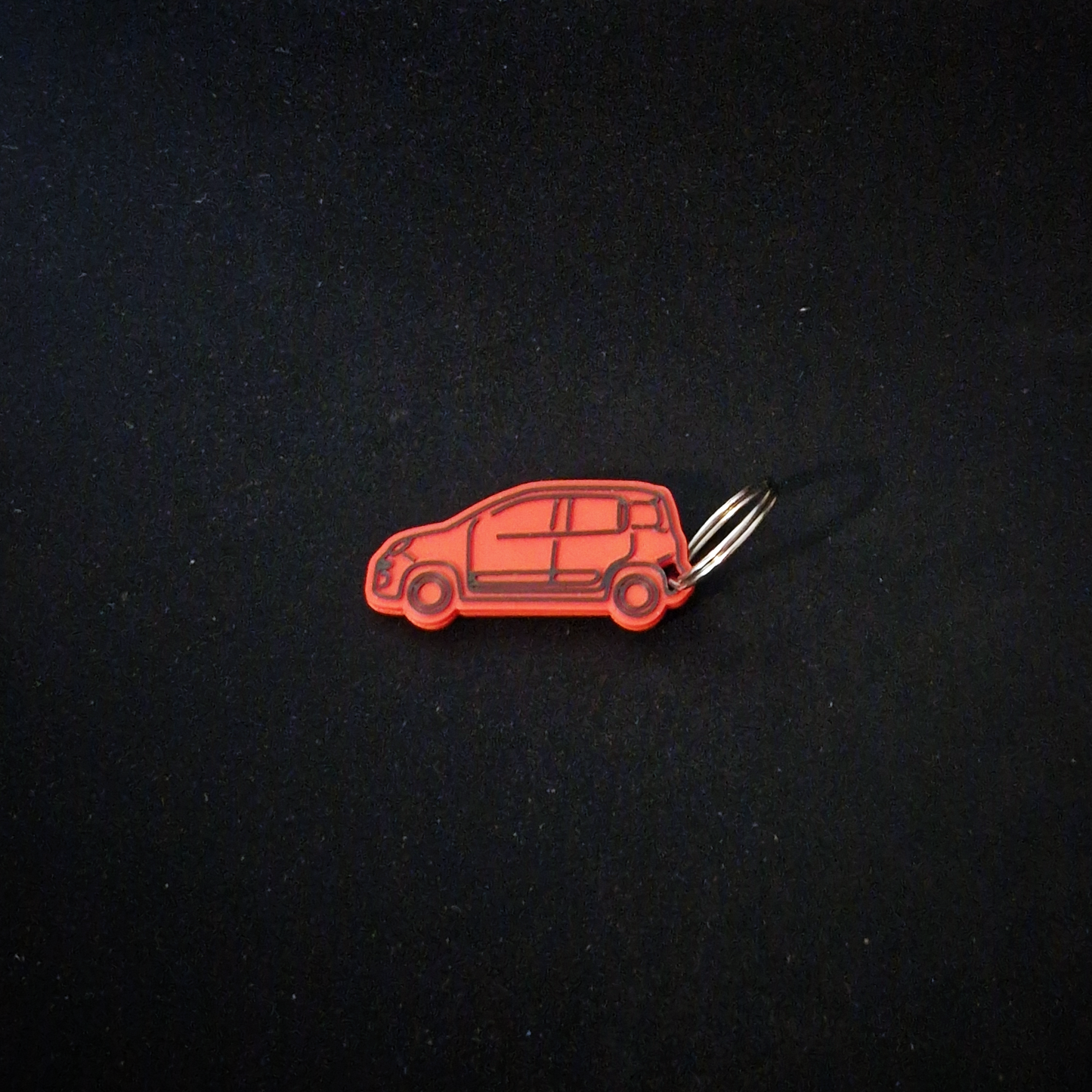 red and black fiat panda keyring
